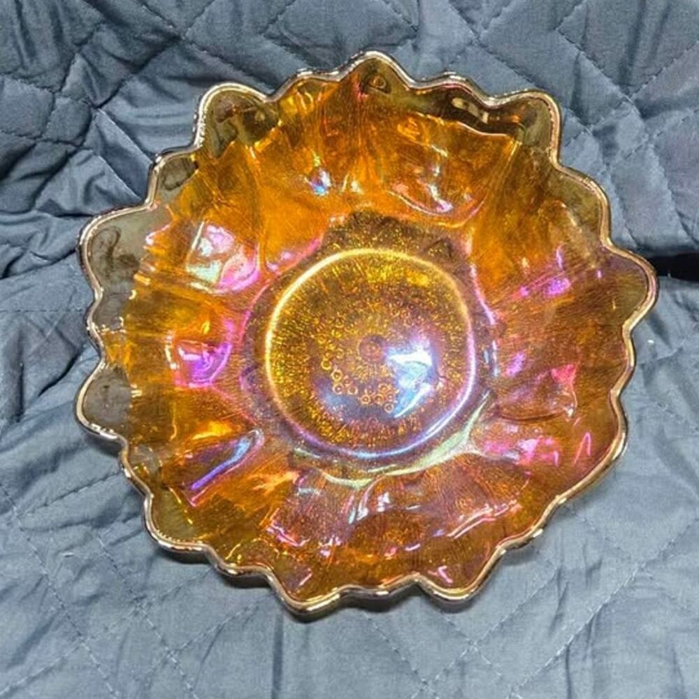 Fenton Marigold Carnival Glass Sunflower Bowl
